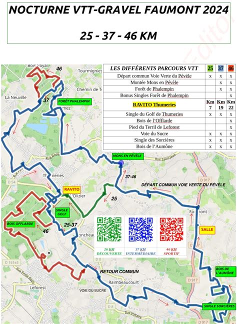 Nocturne VTT 2024 les parcours VTT Gravel Véloclub Faumont