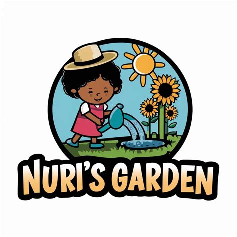 Logo Design For Nuris Garden Colorful Illustration With Sunflowers