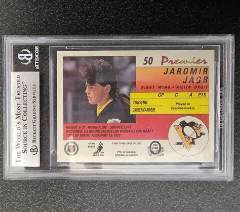 Jaromir Jagr Bgs Opc Premier Rc Rookie Pittsburgh