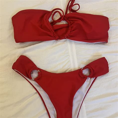 Small Red Bikini Lightly Worn Unknown Depop