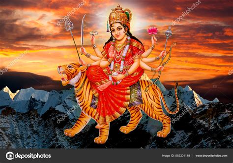 Jai Maa Durga Sherawali Mata Mata Rani Jai Mata Clouds Stock Photo by ...