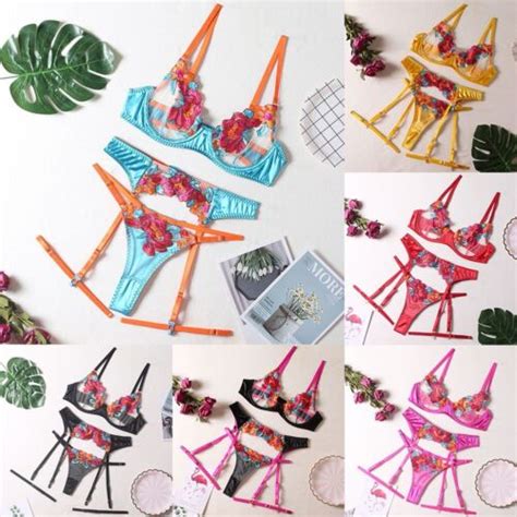 Set Lingerie Donna Erotica Floreale Design Elegante Con Pizzo Trasparente EBay