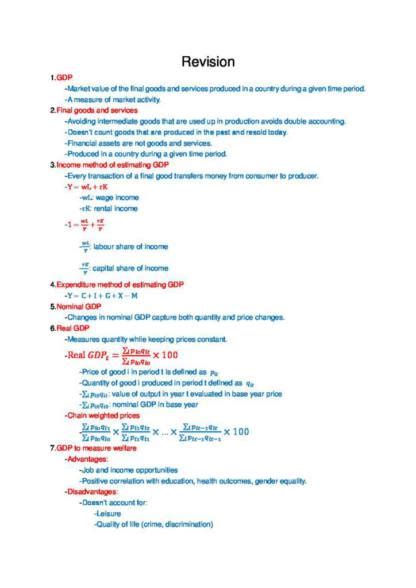 Introductory Macroeconomics Econ Revision Notes Studylast