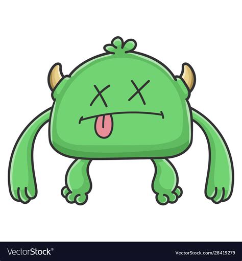 Dead green goblin cartoon monster Royalty Free Vector Image