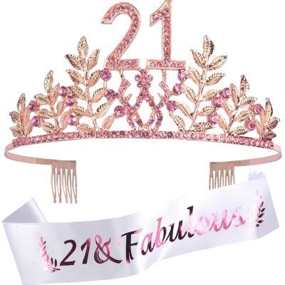 21st Birthday Sash Tiara Set By Doradreamdeko Glitter Sash Leafs