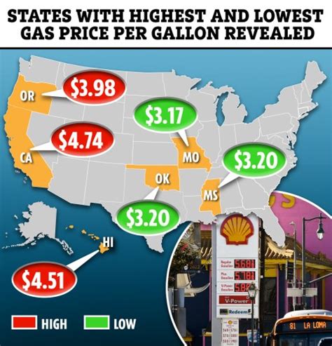 Gas prices map - States with the lowest and highest prices revealed as ...