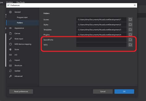 MU4 Issue Unable To Add SoundFonts And VST3 Folders In Preferences