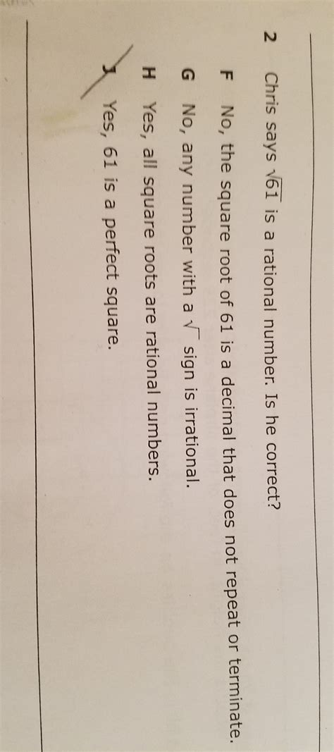 Is Square Root Of 61 A Rational Or Irrational Number I Know It S Irrational But What Would The