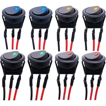 Blue Led Illuminated Round Rocker Switch Toggle Switch Press Button On