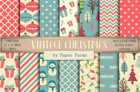 Vintage Christmas backgrounds By Paper Farms | TheHungryJPEG