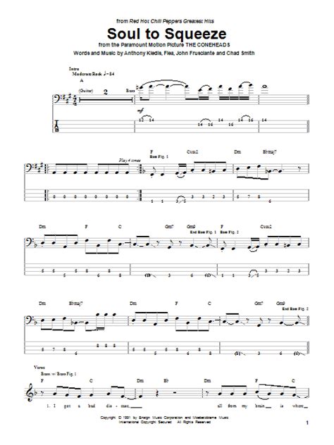 Soul To Squeeze By Red Hot Chili Peppers Bass Tab Guitar Instructor
