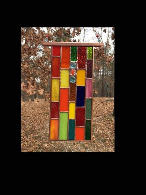 A Stained Glass Sun Catcher Named Roy Red Orange Yellow Etsy