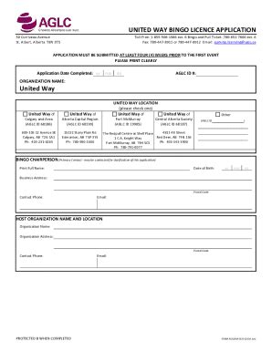 Fillable Online United Way Bingo Licence Application Fax Email Print