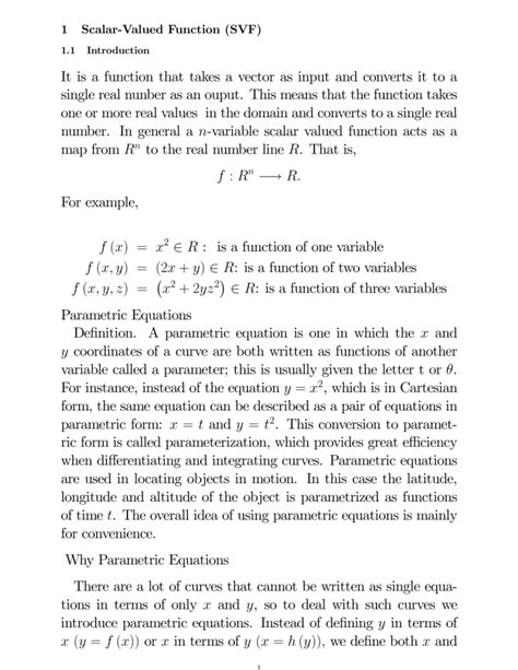 Vector Valued Functions