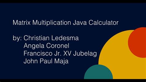 Matrix Multiplication Java Calculator Youtube