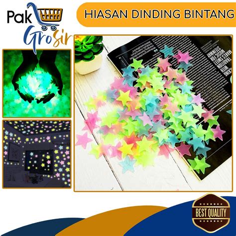 Jual Hiasan Dinding Star Wall Sticker Stiker Bintang Glow In The Dark