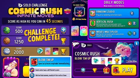 Solo Challenge Cosmic Rush Blow Em Up Rainbow Score Moves