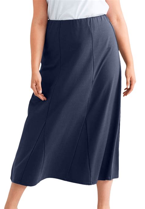 Ellos Womens Flared Elastic Waist Skirt Skirt