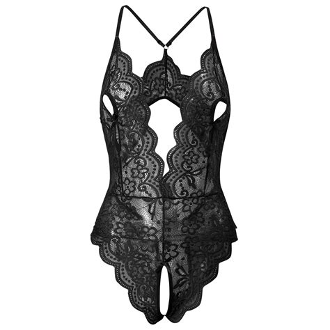 Babydoll Lingerie For Women Lace Bodysuit Snap Crotch Lingerie One