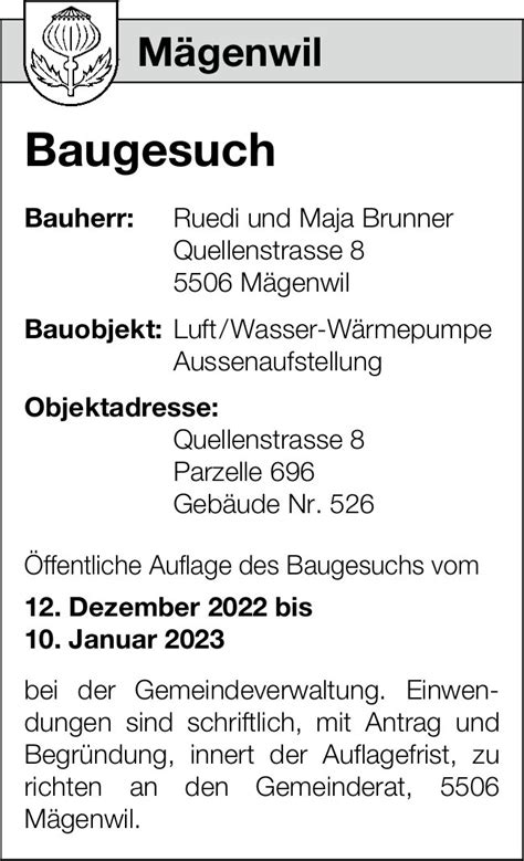 Baugesuche M Genwil Ruedi Und Maja Brunner