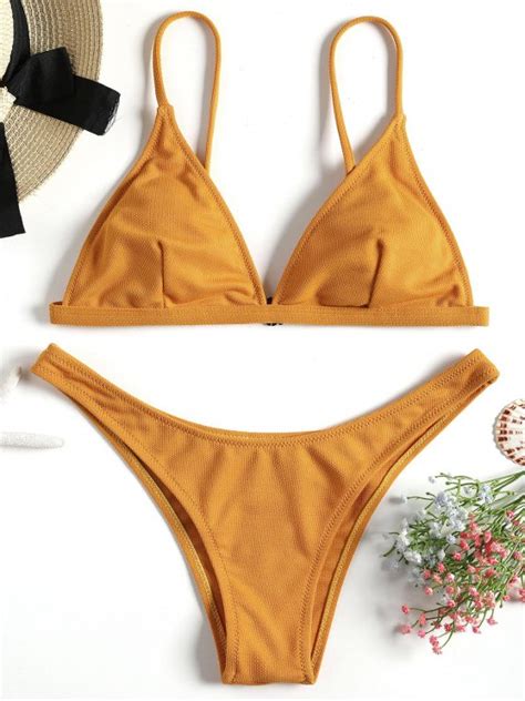 [32 Off] 2020 Textured Padded Bikini Sets In Ginger Zaful