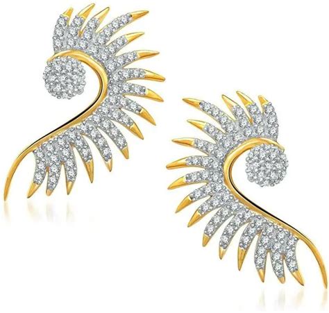 JSD Gold Plated American Diamond Cuff Earrings Girls Women JioMart