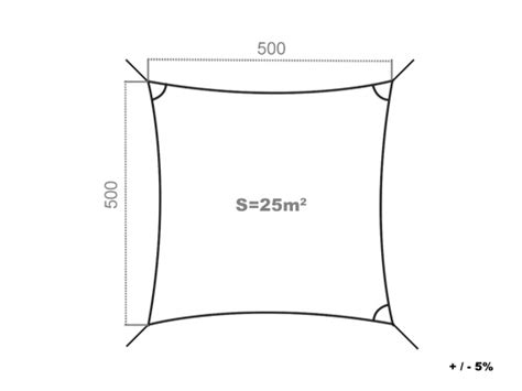 Voile d ombrage carré 280g m² 5 x 5 m Haute densité résistante au