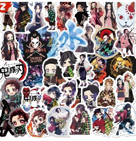 50 Pcs Demon Slayer Kimetsu No Yaiba Anime Sticker Waterproof Pvc Skateboard Hobbies And Toys