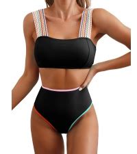 Amazon Herseas Women S Bikini Sets High Neck Floral Print High Waisted Longline Two Pieces