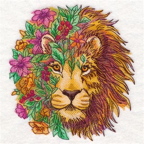 Lion In Flowers Design UT18545 From UrbanThreads Machine