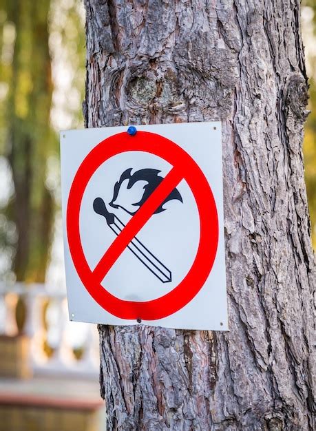 Premium Photo Close Up Of Warning Sign On Tree Trunk