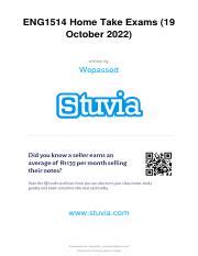 Stuvia 2037497 Eng1514 Home Take Exams 19 October 2022 Pdf ENG1514