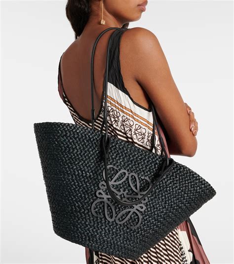 Medium Anagram Raffia Basket Bag In Black Loewe Mytheresa