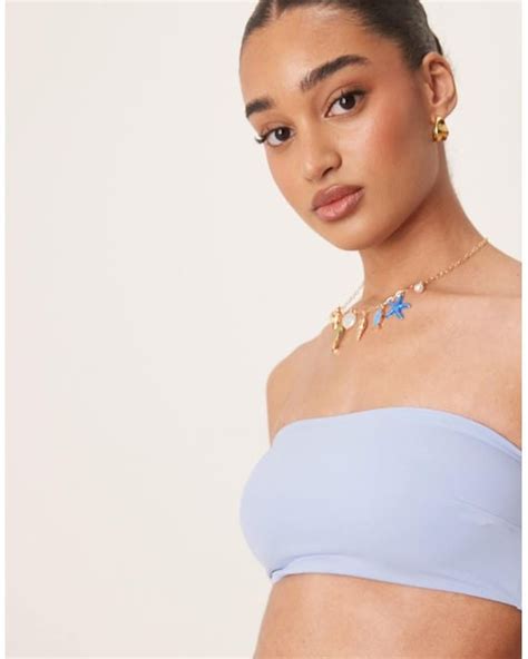 ASOS Maya Mix And Match Sleek Bandeau Bikini Top In Blue Lyst