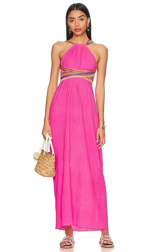 Pitusa Crinkle Halter Maxi Dress In Hot Pink REVOLVE