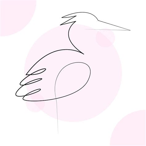 Heron desenho de arte vetorial contínuo de uma linha e desenho de