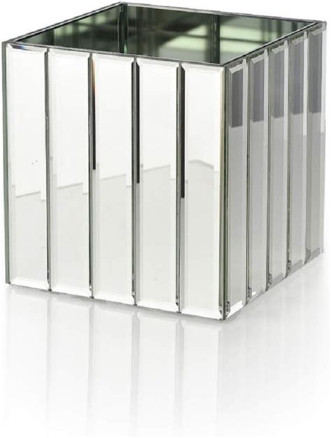 Serene Spaces Living Gatsby Mirror Strip Cube Vase Art Deco Inspired