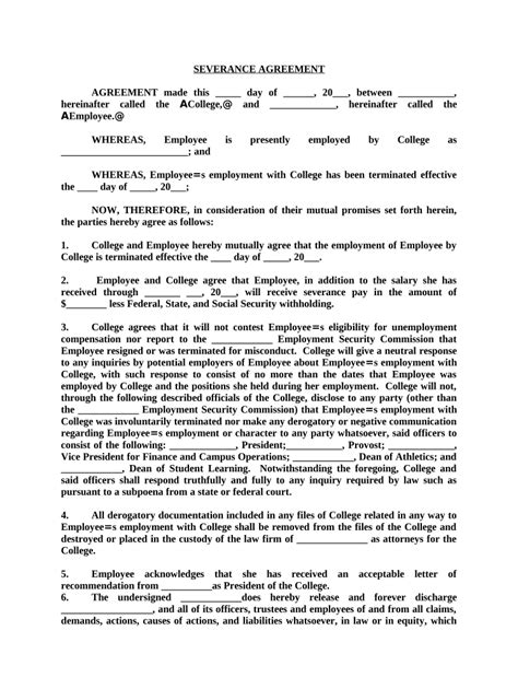 Severance Agreement Sample Complete With Ease Airslate Signnow