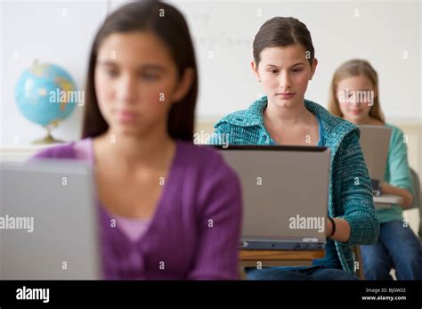 Students Working On Laptops Stock Photo Alamy