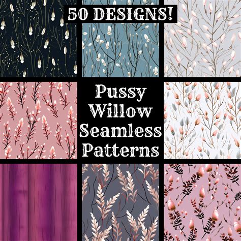 Pussy Willow Seamless Digital Paper Printable Scrapbook Paper Seamless Textures Digital