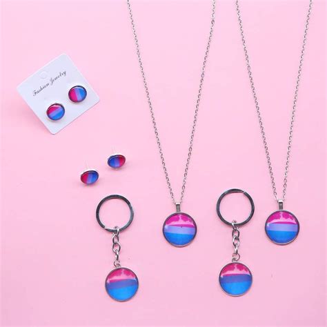 Gay Pride Flags Bisexual Flags Bisexual Pride Color Style Necklace Earrings And Keychains Gay