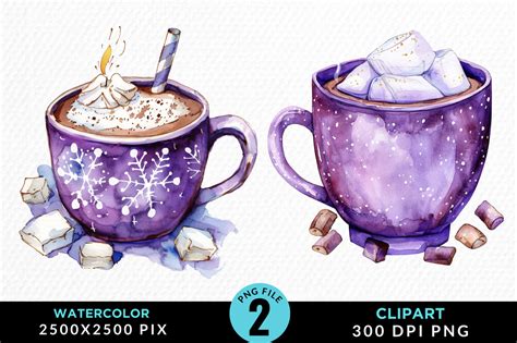 Festive Purple Hot Cocoa Cup Clipart Png Graphic By Regulrcrative Creative Fabrica