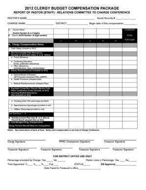 Fillable Online Clergy Budget Compensation Package Fax Email Print