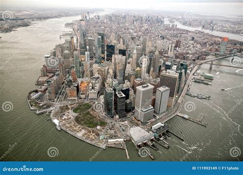 Vogelperspektive Von Manhattan Skylinen New York City Stockbild Bild