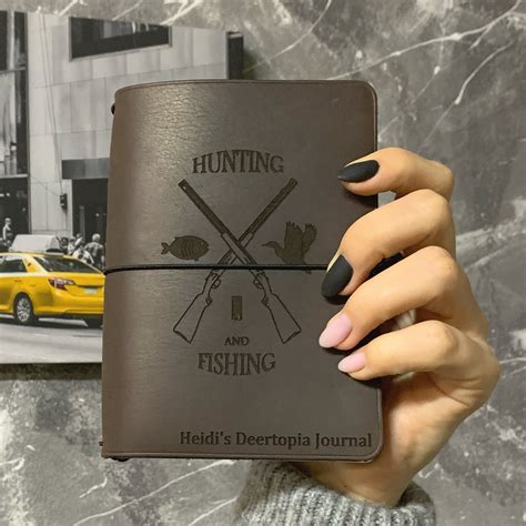 Custom Notebook Engraved Black Leather Notepad for Hunting - Etsy