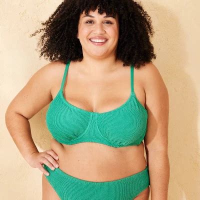 Women S Pucker Textured Underwire Bikini Top Shade Shore Emerald Green 3X Target