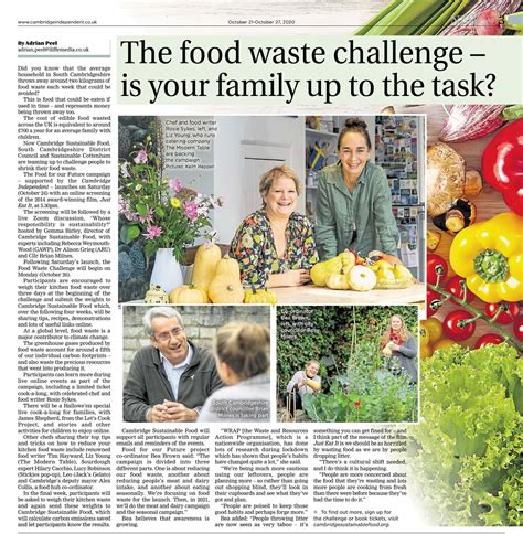 Food For Our Future The Food Waste Challenge Overview — Cambridge