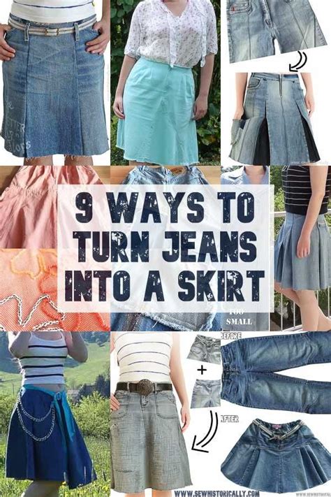 Creative Ways To Turn Jeans Into A Skirt Sew Historically Diy