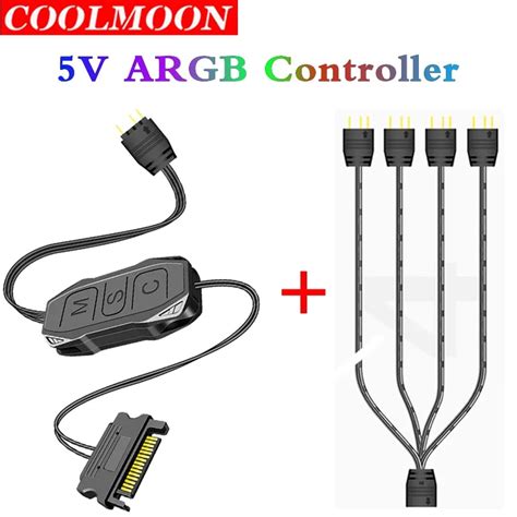 Coolmoon Mini Rgb Cabo Controlador V Pinos Pinos Para Sata Argb