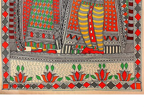 Multicolour Radha Krishna Madhubani Painting Exotic India Art